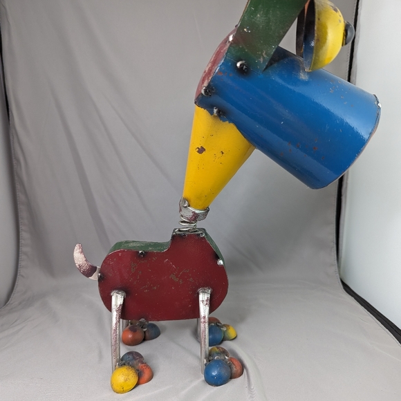 Vtg Dog Metal Hand Made Modernism Welded Spring Neck Bobblehead Art Home Decor - Picture 12 of 12